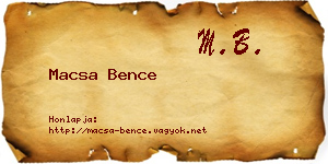 Macsa Bence névjegykártya
